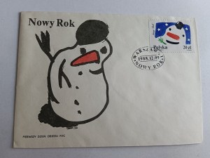 ENVELOPE NEW YEAR, SNOWMAN, STAMP 1988
