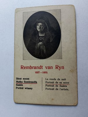 CARD PAINTING REMBRANDT VAN RYN NIGHT WATCHMAN MOTHER REMBRANDT