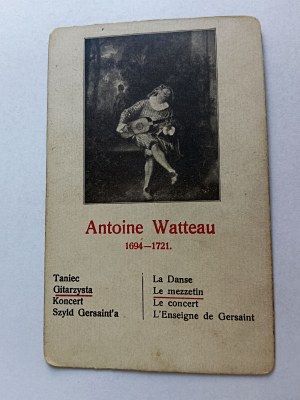 CARD PAINTING ANTOINE WATTEAU GUITARIST