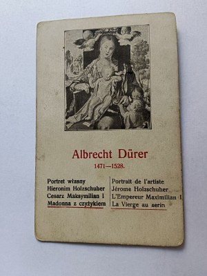 CARD PAINTING ALBRECHT DURER MADONNA WITH LICHEN