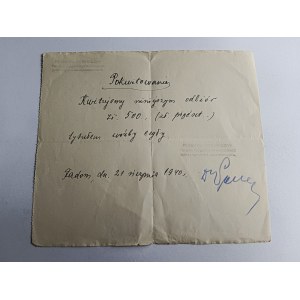 POKWITOWANIE WOŚNIKI CEGIELNIA CEGŁA RADOM PRZEMYSŁ CERAMICZNY 1940 R