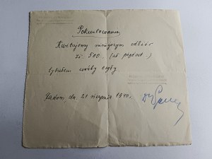 RECEIPT WOŚNIKI BRICK FACTORY RADOM CERAMIC INDUSTRY 1940S