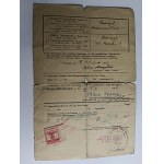ZGŁOSZENIE ZMIANY MIEJSCA ZAMIESZKANIA PRZEMYŚL PIECZĄTKA STEMPEL ZNACZEK 1942 R, W POŁOWIE NADERWANE, SWASTYKA