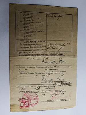 DECLARATION OF RESIDENCE THINK, STAMP, STAMP 1940, SWASTIKA