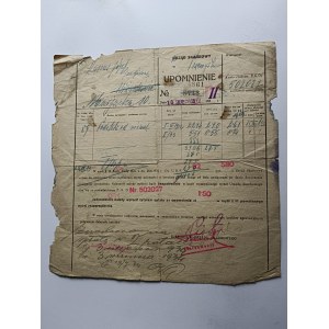 UPOMNIENIE URZĄD SKARBOWY PRZEMYŚL 1933 R