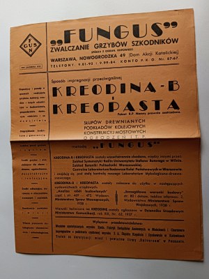 FUNGUS GUIDE, WARSAW, PEST FUNGUS CONTROL 1938