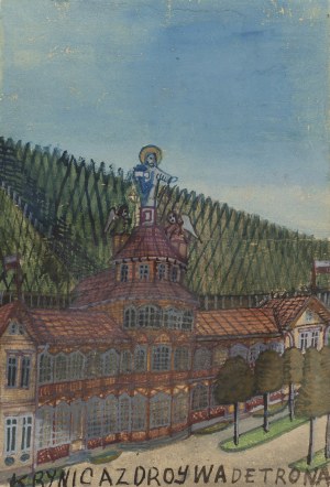 Nikifor Krynicki (1895 Krynica - 1968 Folusz), View of the Old Pump House in Krynica, 1940s.