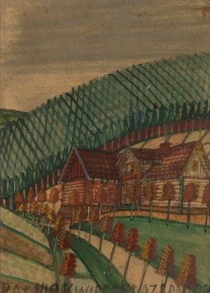 Nikifor Krynicki (1895 Krynica - 1968 Folusz), Beskid landscape with villa
