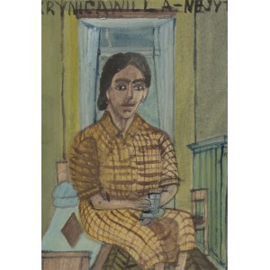 Nikifor Krynicki (1895 Krynica - 1968 Folusz), Portret kuracjuszki (Portret Elli Banach?), około 1957