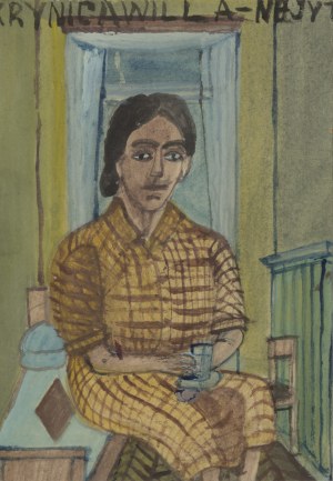 Nikifor Krynicki (1895 Krynica - 1968 Folusz), Portrait of a female bather (Portrait of Ella Banach?), ca. 1957