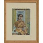 Nikifor Krynicki (1895 Krynica - 1968 Folusz), Portret kuracjuszki (Portret Elli Banach?), około 1957