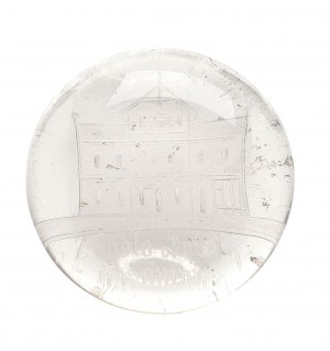 A paperweight with the building of the Pump Room of medicinal waters in Shchvanitsa