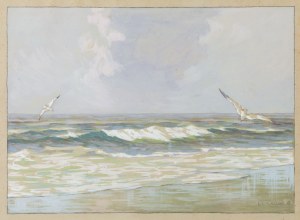 Ludwik Cylkow (1877 Warsaw - 1934 Nantes), Seagulls over a rough sea, 1913