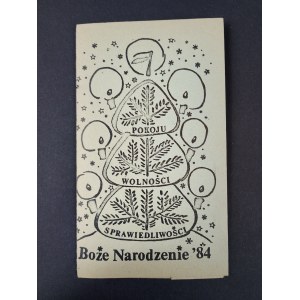 Carte postale, Noël '84, Paix, Liberté, Justice