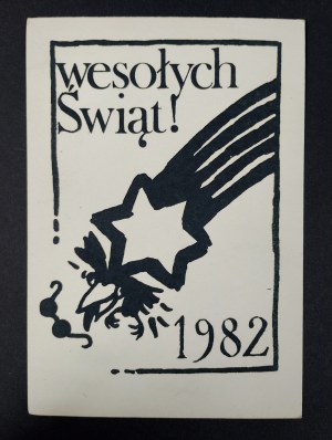 Postcard, Christmas, 1982, crow