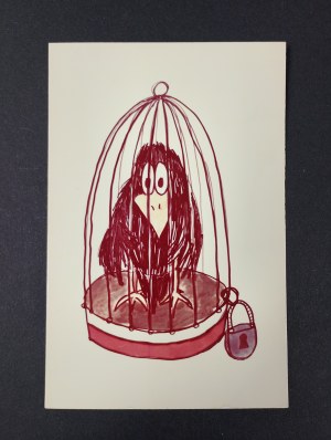 Postcard, Crow in a Cage