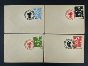 Set of 4 envelopes with stamps in other colors, Chaplain's Last Service, 19.X.84 Bydgoszcz, Popieluszko
