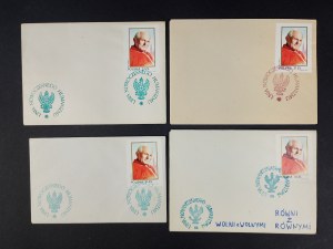 Set of 4 envelopes with stamps in other colors, John Paul II, Union of Modern Humanism
