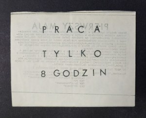 Leaflet print, May First, Work only 8 hours, 1986