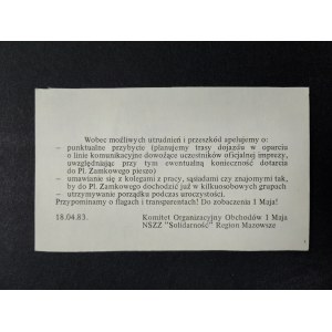Impression d'un dépliant, Agitka, 1er mai 1983