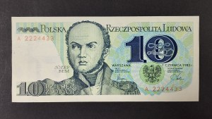 Banknote 10 zloty 1982, Solidarity, UNC, A 2224433