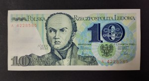 Banknote 10 zloty 1982, Solidarity, UNC, A 4228585