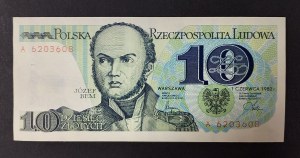 Banknote 10 zloty 1982, Solidarity, UNC, A 6203608