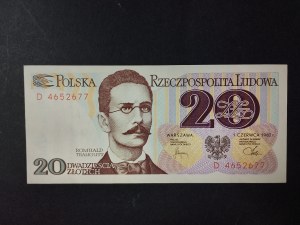 Banknote 20 gold 1982, the crow shall not beat us, UNC, D 4652677