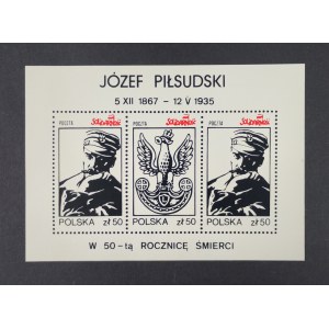 Bloczek znaczków, Józef Piłsudski w 50-tą rocznicę śmierci, 1985