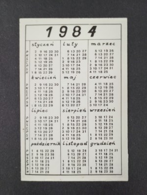 Pocket calendar, 1970 in memory will remain, 1984