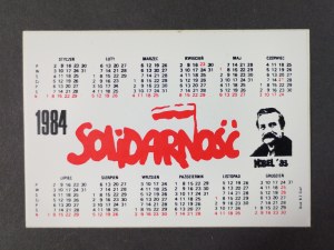Sticker calendar, Nobel '83, Walesa, 1984