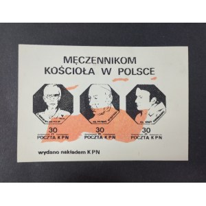Bloczek 3 znaczków, Kolbe, Wyszyński, Popiełuszko