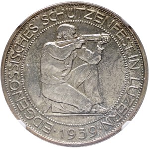 Switzerland - Lucerne - 5 Francs 1939, Shooting Thaler - Lucerne, Federal Shooting Festival - NGC MS 64 - Switzerland, 5 Francs Swiss Shooting Thaler