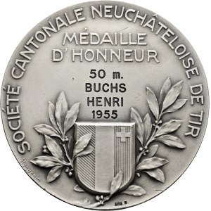 Switzerland - Neuchâtel / Neuenburg - Silver medal 1955 - Société cantonale neuchâteloise de tir - Switzerland, Swiss Shooting Medal