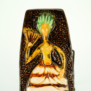 DUTKA Leszek - Ceramic poster - Lady with a fan - Cracow 1960s.
