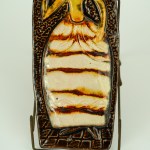 DUTKA Leszek - Plakieta ceramiczna - Dama z wachlarzem - Kraków lata 60.