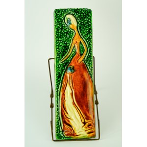 DUTKA Leszek - Plakieta ceramiczna - Dama w sukni - Kraków lata 60.