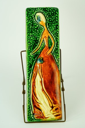 DUTKA Leszek - Ceramic poster - Lady in a dress - Cracow 1960s.