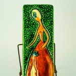 DUTKA Leszek - Plakieta ceramiczna - Dama w sukni - Kraków lata 60.