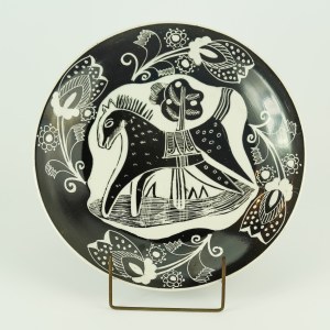 ZPiP Chodzież - Decorative platter - Horse with tulips - 1960s.