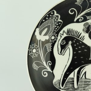 ZPiP Chodzież - Decorative platter - Horse with tulips - 1960s.