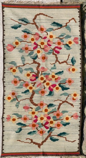 Art Deco Kilim - Apple Blossoms - 1930s.