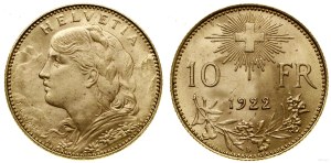 Switzerland, 10 francs, 1922 B, Bern