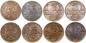 Poland, set: 4 x 5 pennies, 1938, Warsaw.
