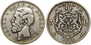 Romania, 5 lei, 1881 B, Bucharest