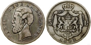 Romania, 5 lei, 1882 B, Bucharest