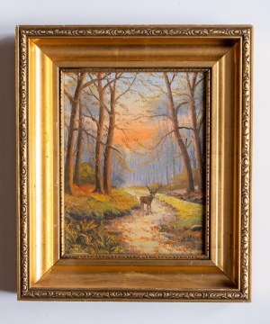 J. KOCK, Landscape with deer, 19th-20th century