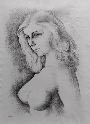Moses Kisling (1891-1953), Female nude in profile, 1954