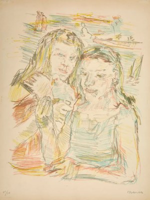 Oskar Kokoschka (1886-1980), Two girls with a pigeon, 1956