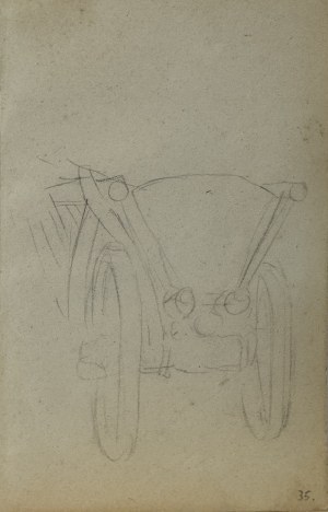 Jacek Malczewski (1854-1929), Sketch of a ladder wagon shown from behind